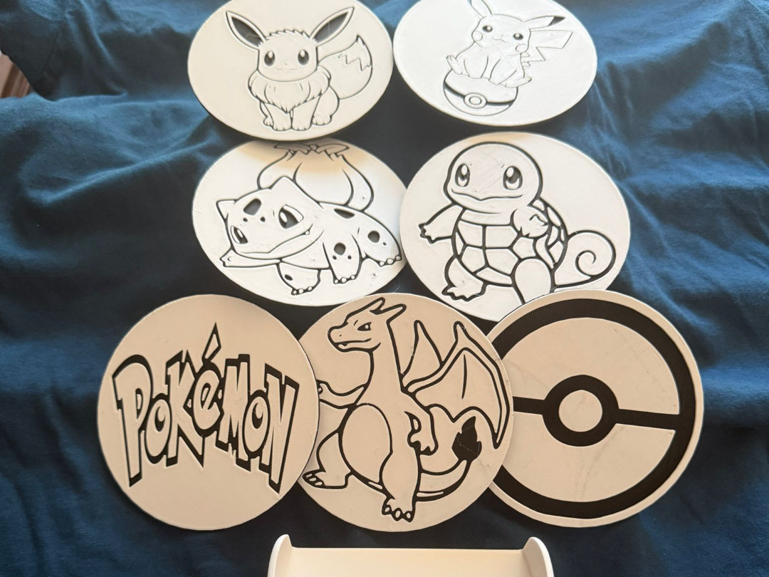 Set Sottobicchieri 3D Pokemon con supporto no ams