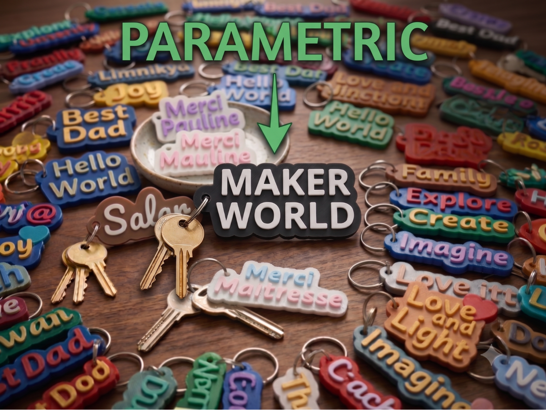 Parametric Text Keychain - 100% Customizable