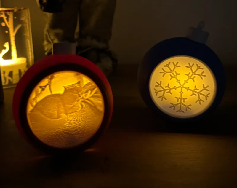 Weihnachtskugel mit LED-Teelicht litho Christmas