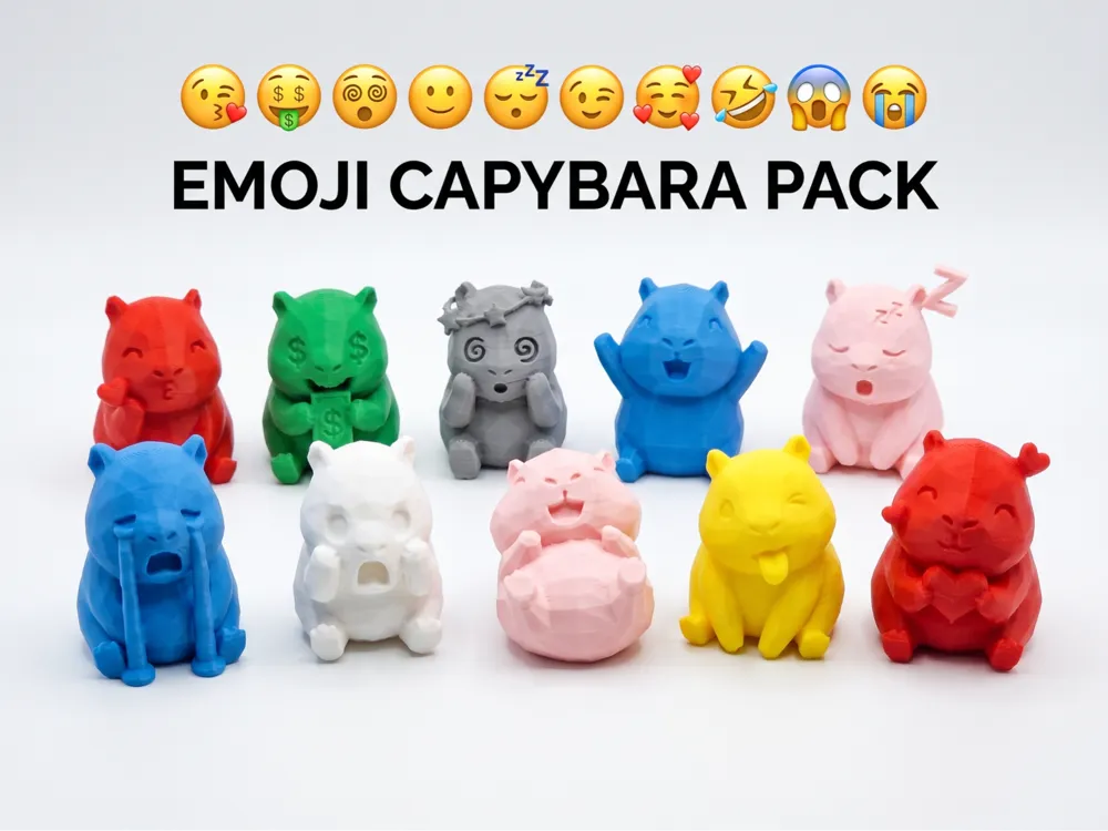 Tapa o cubierta: Cute Capybara Low-Poly Emoji - Collection 1. Referencia del modelo original.