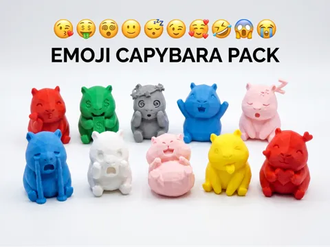 Tapa o cubierta: Cute Capybara Low-Poly Emoji - Collection 1 — referencia de MakerWorld
