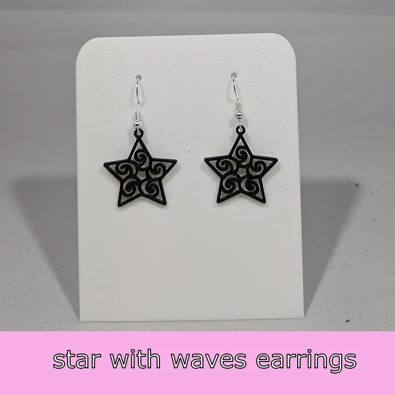 Star with waves earrings view 2