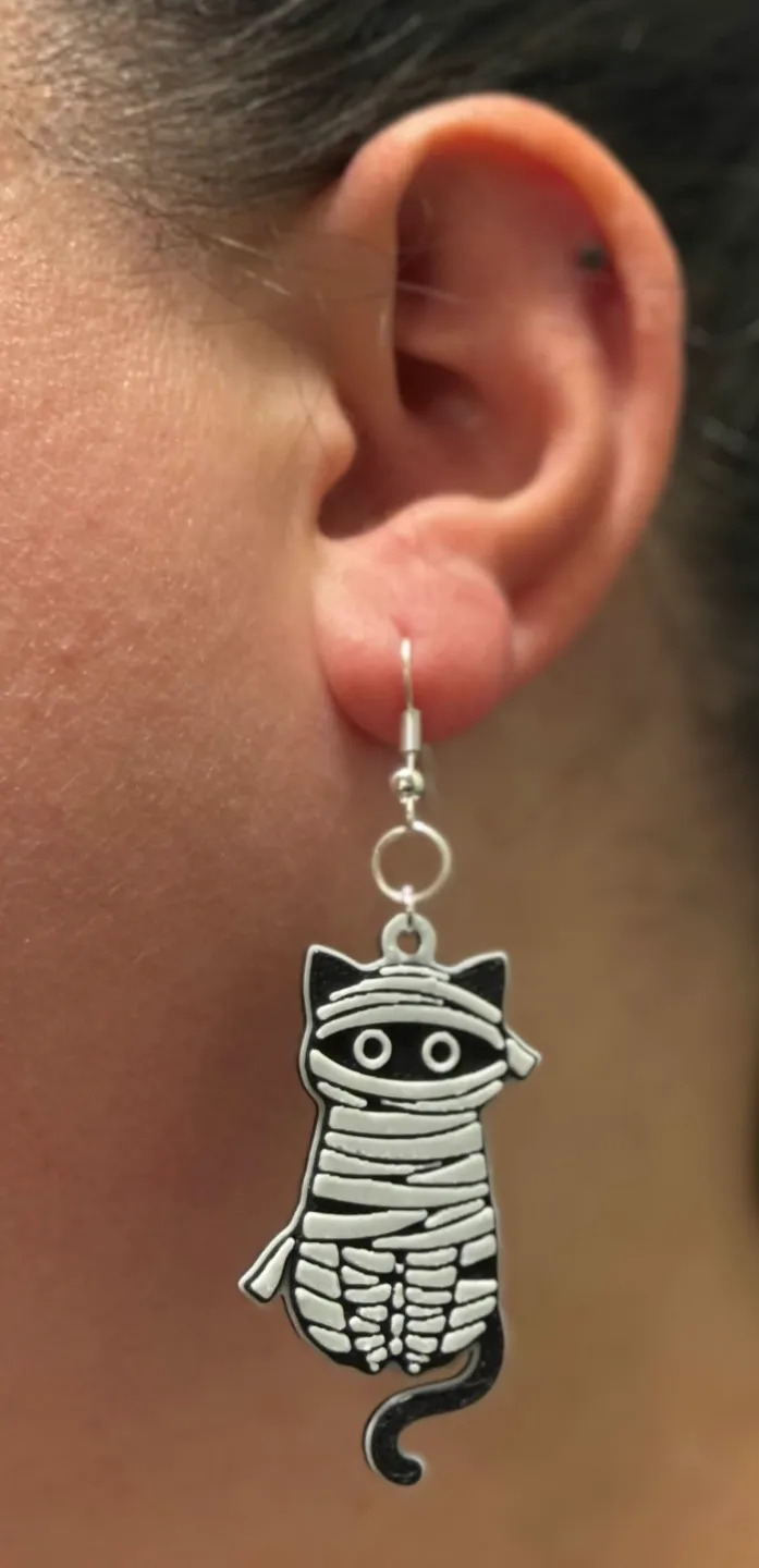 5 Designs - Cute & Spooky Halloween Cat Earrings view 2