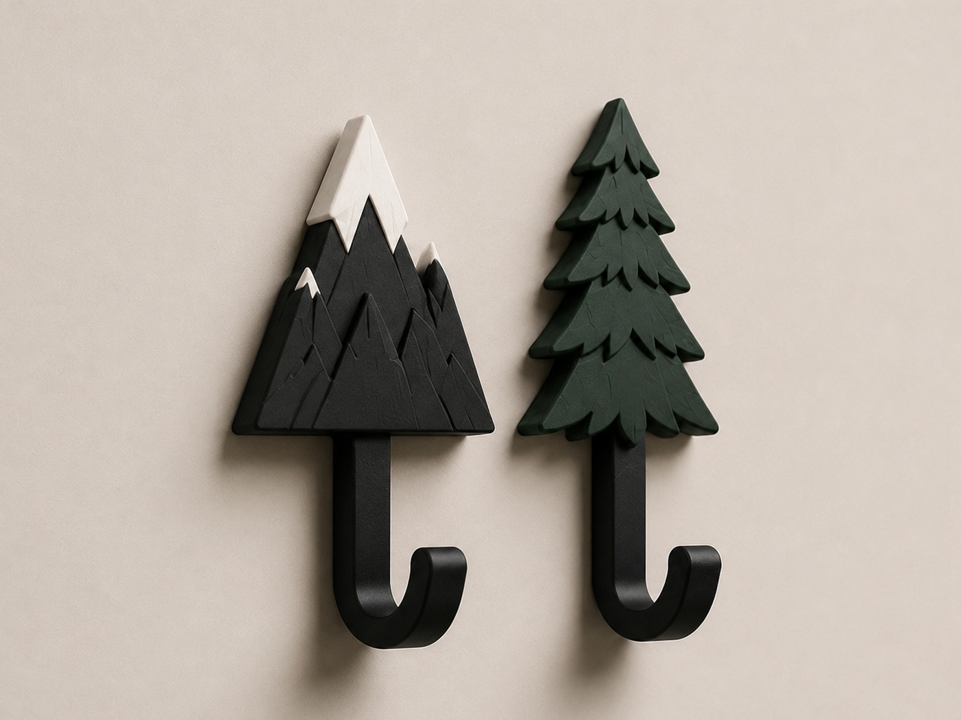 Mountain & Pine Tree Wall Hook Set | STL