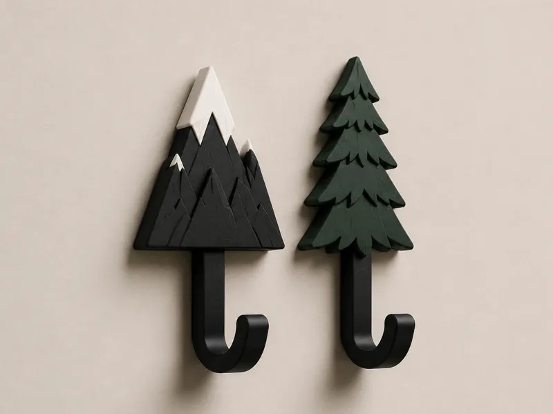 Mountain & Pine Tree Wall Hook Set | STL