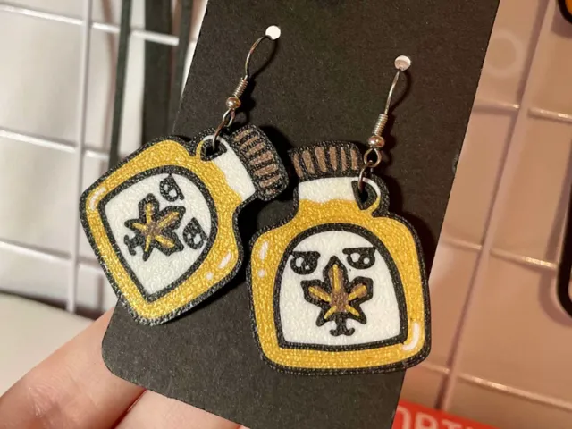 Maple Syrup Earrings- 2D Hand Designed Art Jewelry