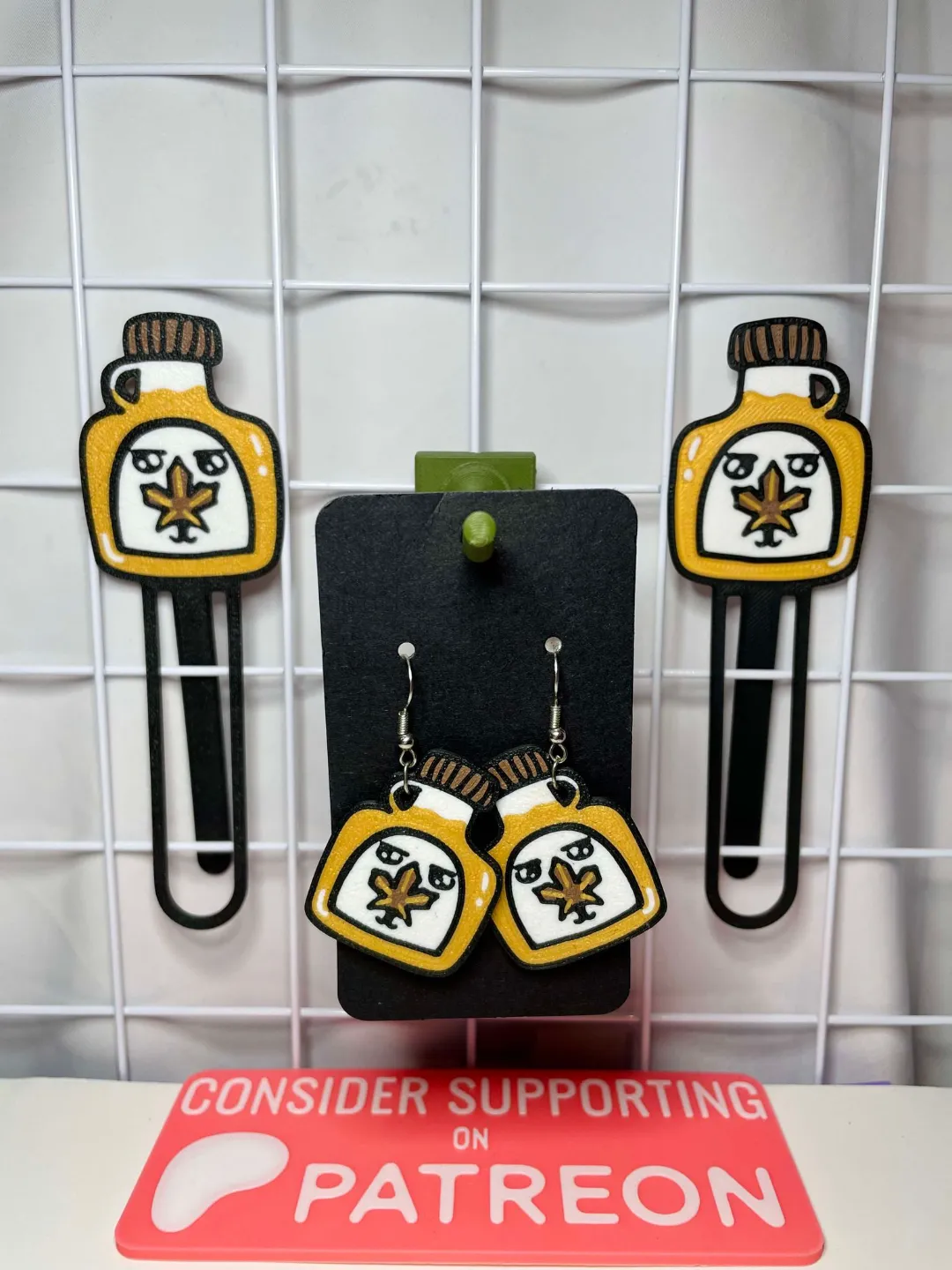 Maple Syrup Earrings- 2D Hand Designed Art Jewelry view 3