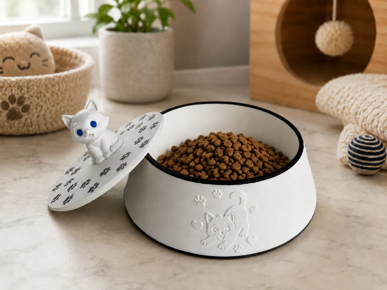 Little Whiskers - Cat Bowl with Lid (small size) view 2