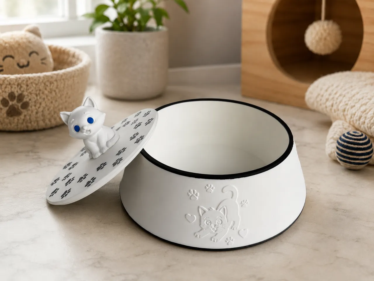 Little Whiskers - Cat Bowl with Lid (small size) view 4