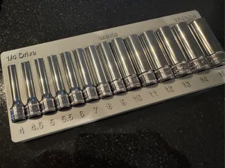 Gridfinity socket tray - Snap-on 1/4, Metric, deep