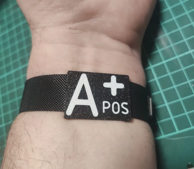 Blood group A+ on watch strap