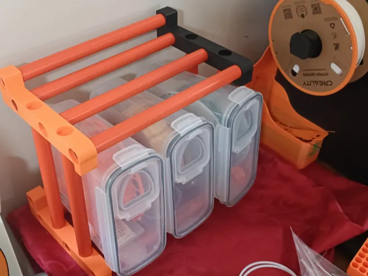 Cereal box filament storage rack