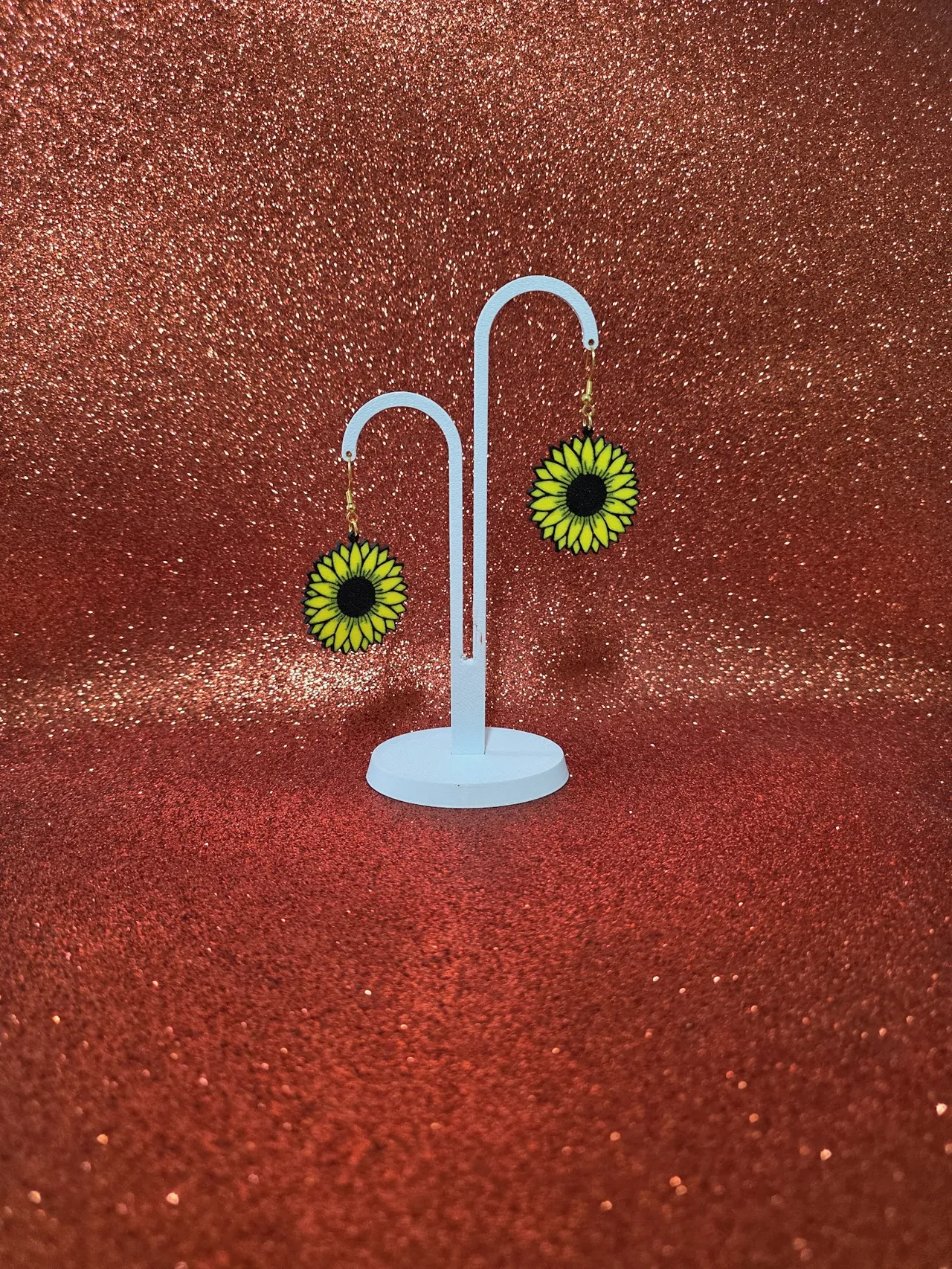 Sunflower earrings view 3