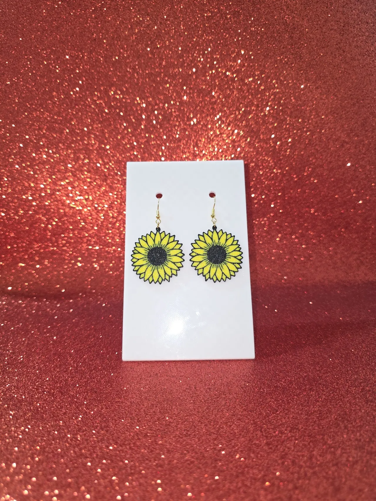 Sunflower earrings view 2