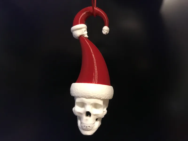 Santa Skull Stocking Cap XMas Tree Ornament