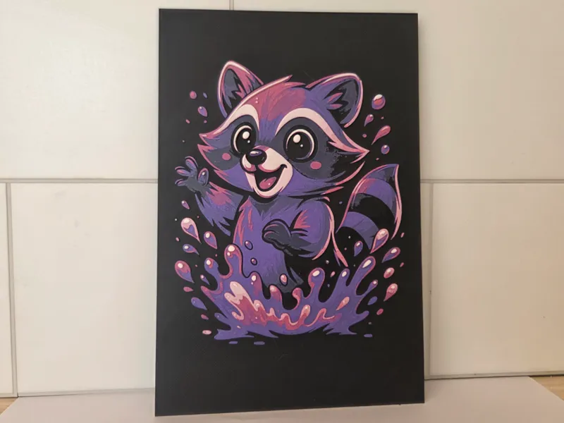 Happy Raccoon Splashing hueforge