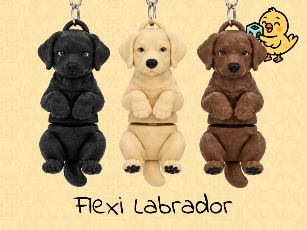 Cute Labrador Keychain – Articulated Flexi Toy Dog - Free 3D Print ...