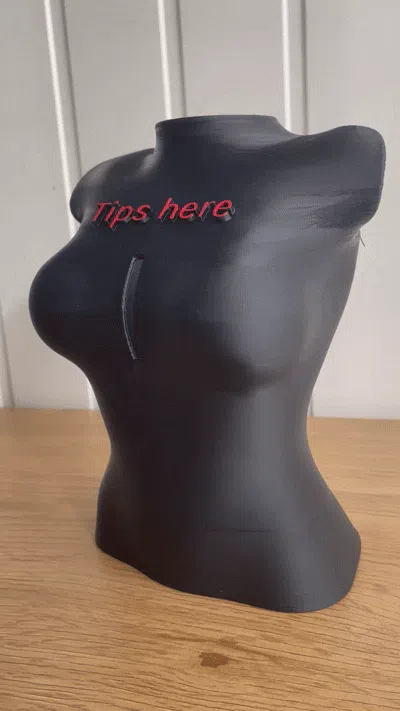 Woman bust tips box coin collector