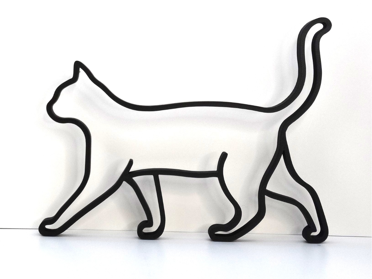 Line Art – Laufende Katze Silhouette