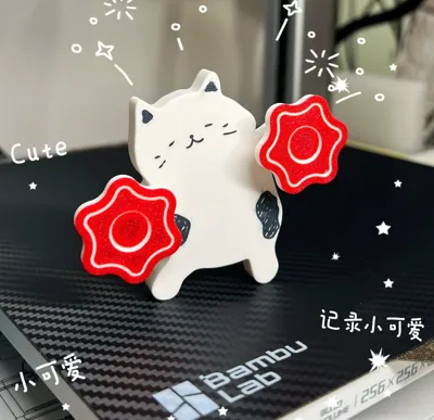 Two-person-turn Cat Refrigerator Magnet, Keychain (CCTV Spring Festival Gala same style, no support needed, single plate fast printing)