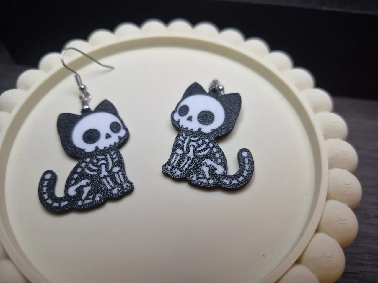 Skeleton Cat Earrings view 3