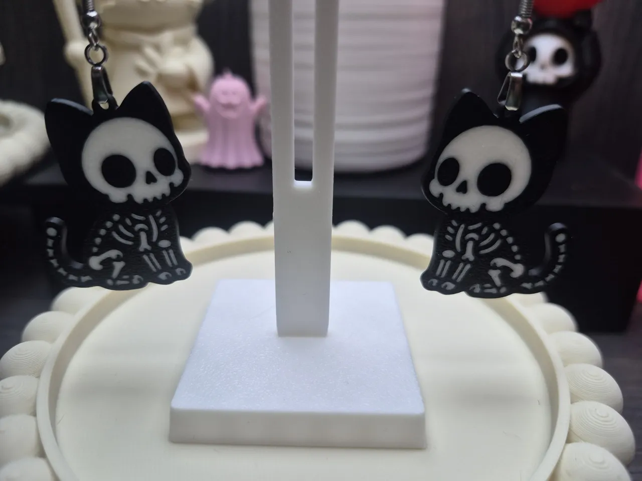 Skeleton Cat Earrings view 2