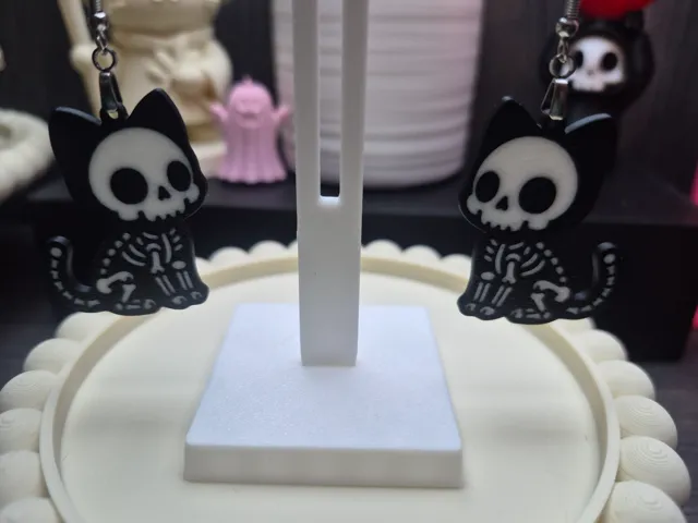 Skeleton Cat Earrings