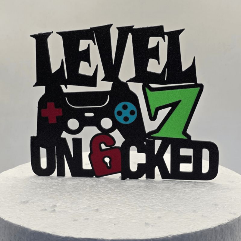Level 7 Unlocked cake topper