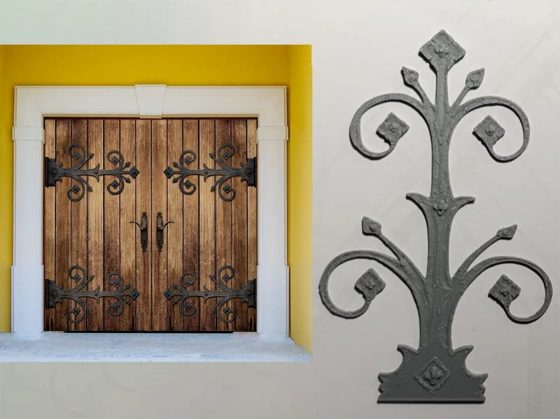 decorazione in ferro battuto per porta