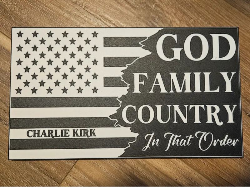 Charlie Kirk God, Family, Country Wall Hang