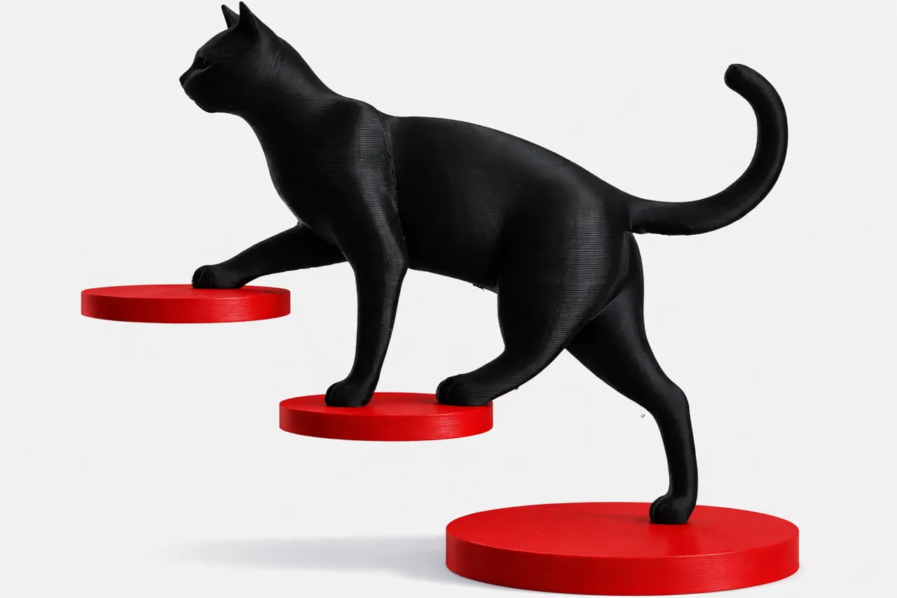 Balancing Cat Sculpture view 2
