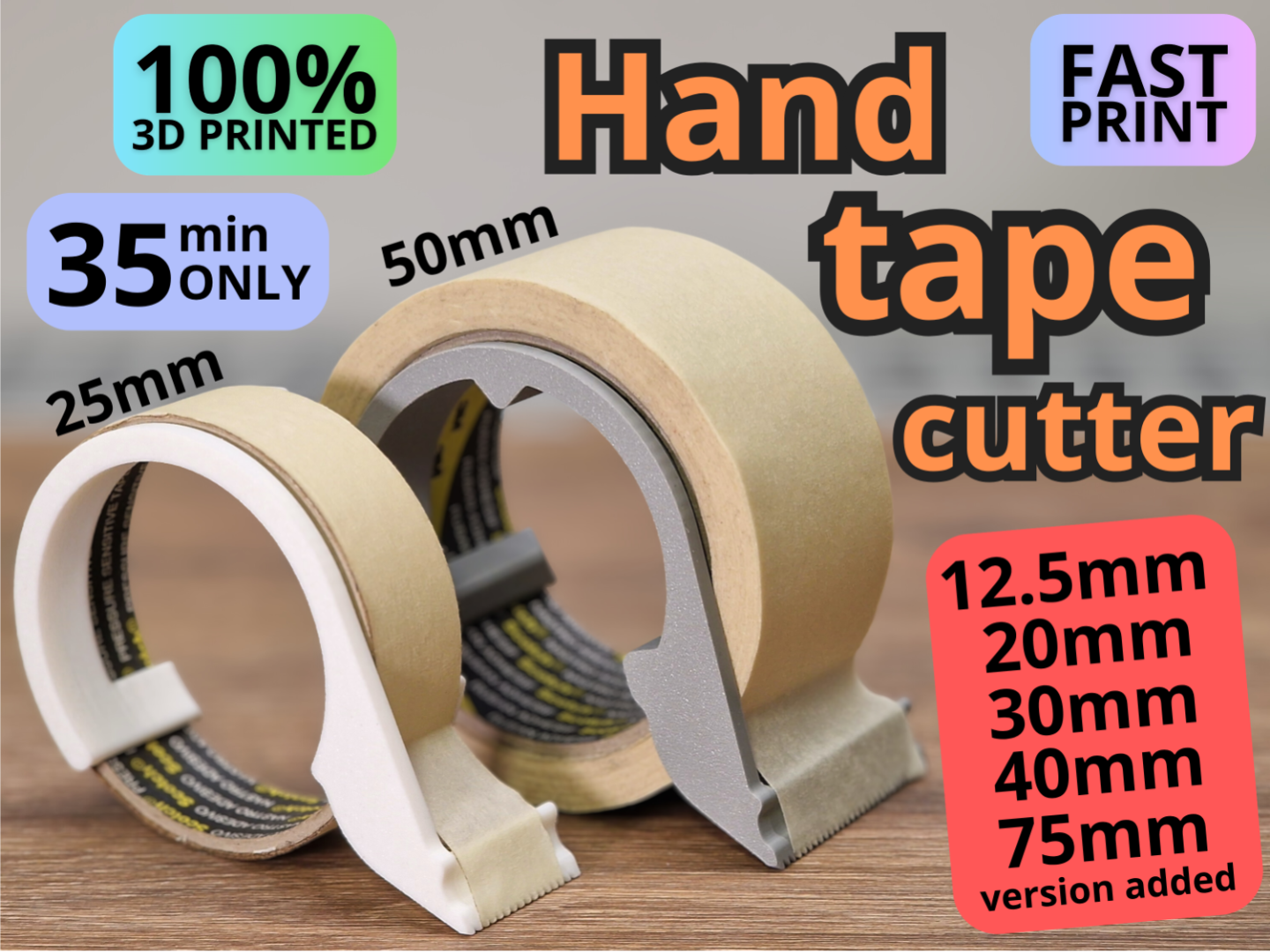 Hand tape cutter | 7 sizes | 100% 3D printed