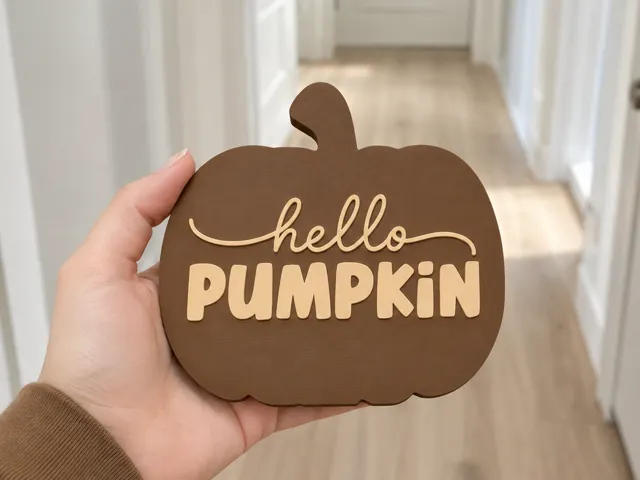 Simple Hello Pumpkin Freestanding Sign Autumn Fall