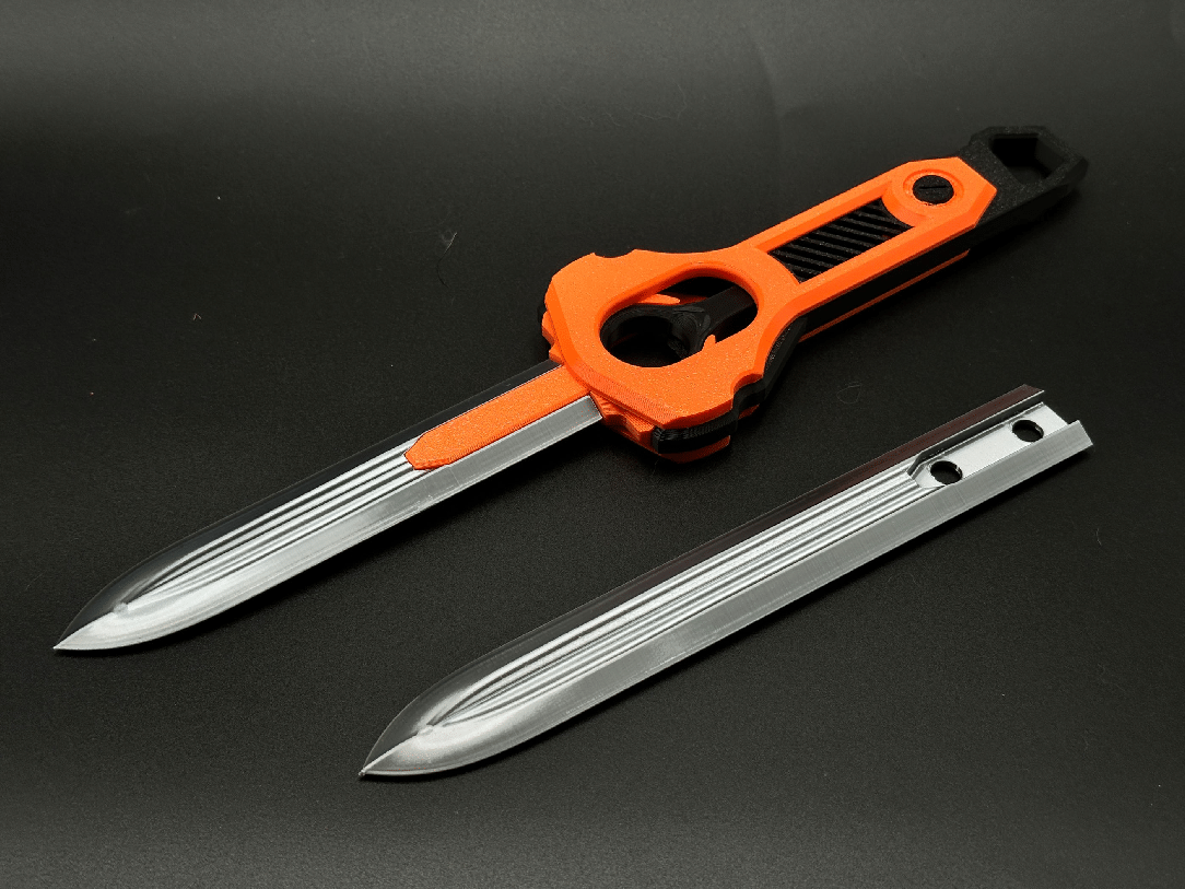 Miniatura 2 do modelo 3D 弹射匕首（纯打印）添加骨头刀刃替换件