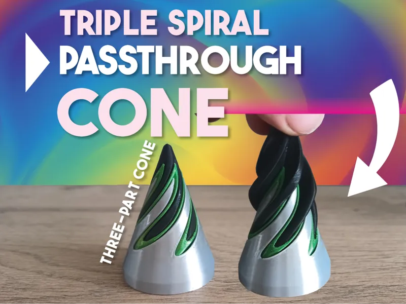 Triple Spiral PASSTHROUGH Cone – Fidget Toy