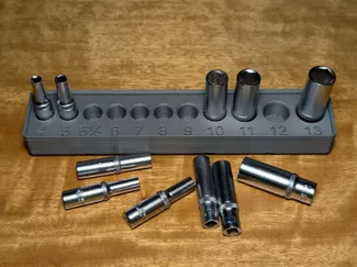 Gridfinity Long Socket Holder - Metric 1/4" Drive