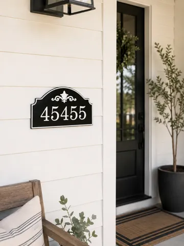 Letrero o emblema decorativo: Custom House Number Plaque – Elegant Address Sign — vista de referencia 2