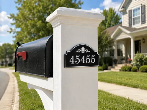 Letrero o emblema decorativo: Custom House Number Plaque – Elegant Address Sign — referencia de MakerWorld