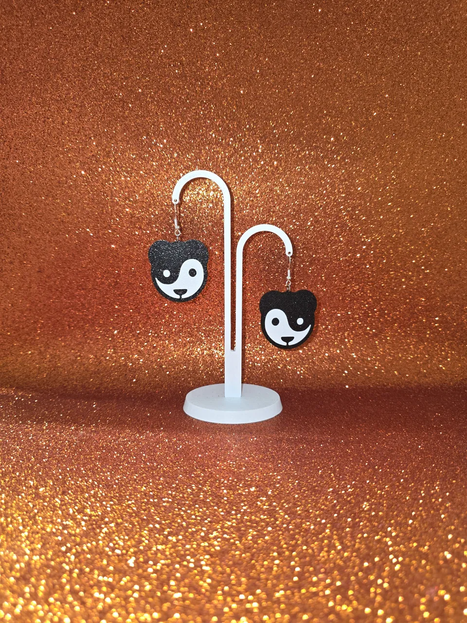 Panda yin yang earrings view 3