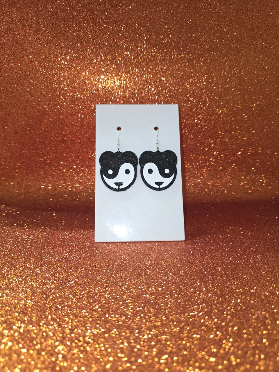 Panda yin yang earrings view 2