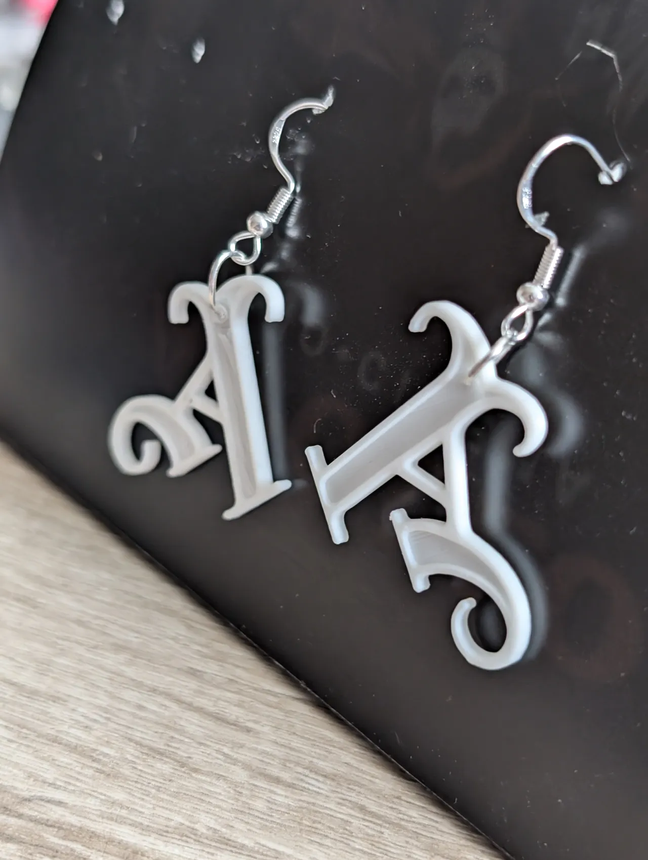 Gothic Letter A Earrings - Arsenal FC Fan Art view 3