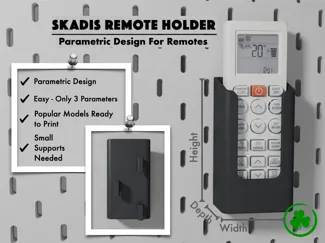 Parametric Universal Remote Holder for Ikea Skadis