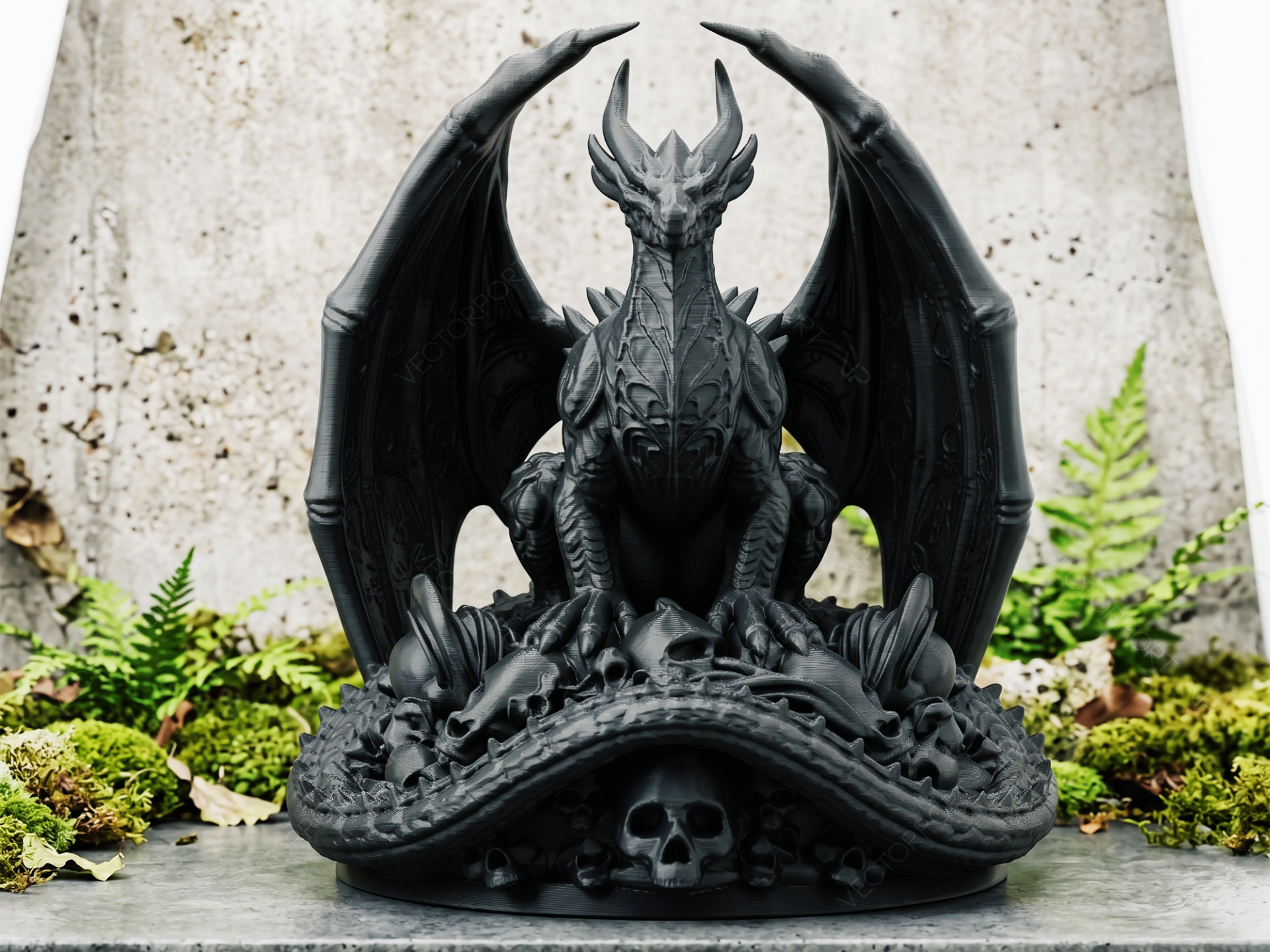 Dark Fantasy Dragon Statue: Gothic Figure #028