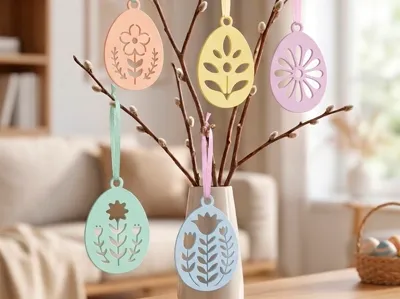Floral Easter Egg Decorative Spring Hanging Set