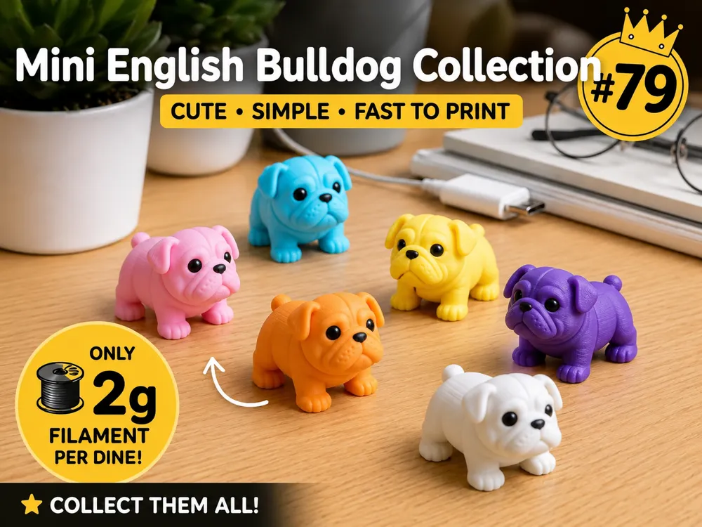 Objeto manipulable: Mini English Bulldog Fidget - Micro Zoo. Referencia del modelo original.
