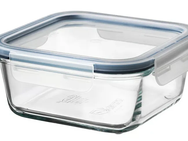 Rangement couvercle, carré verre-plastique, 600 ml