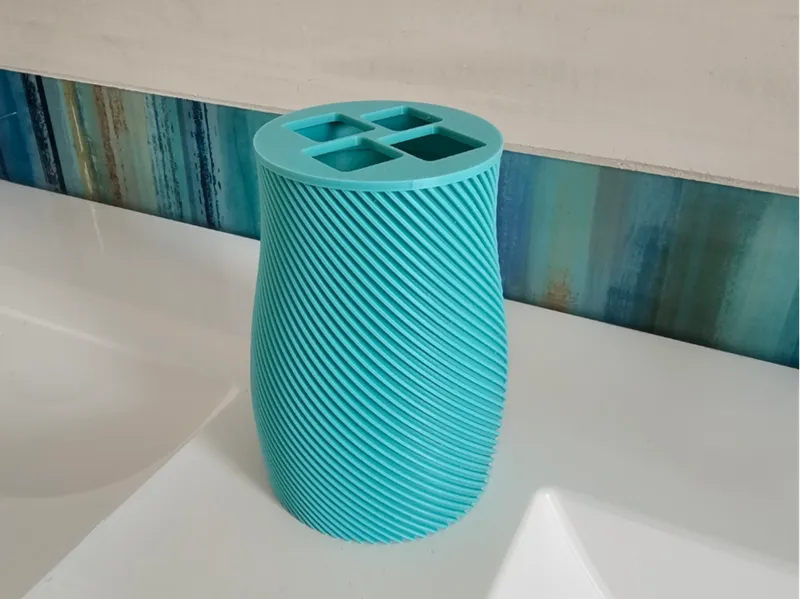 Swirl Toothbrush Holder with Interchangeable Caps