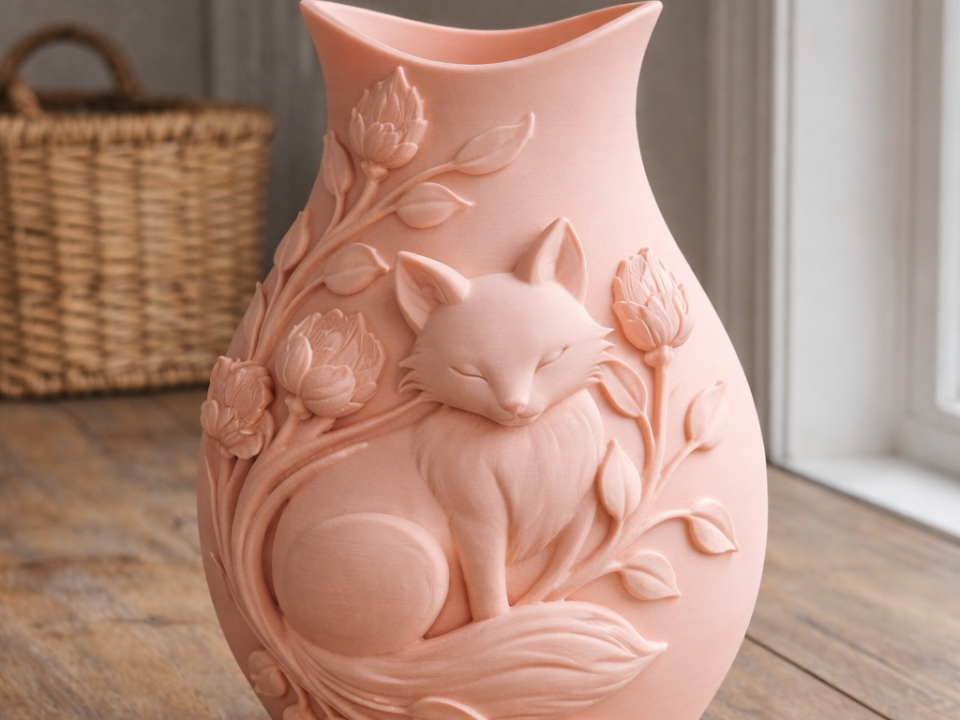Cute Fox Floral Vase Cozy Nature Home Decor Piece
