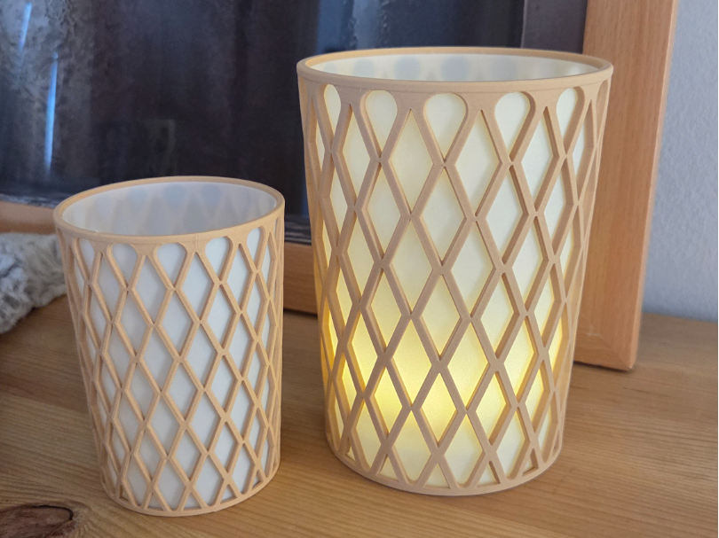 Modernes Windlicht im Rautendesign – LED Kerzen
