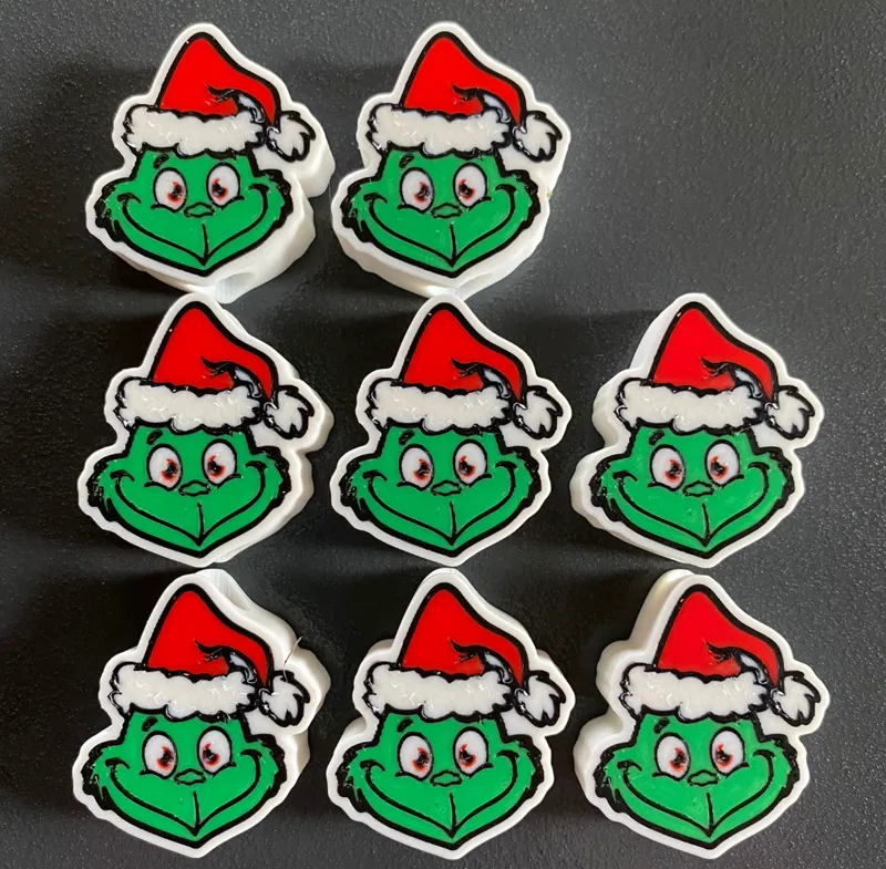 Cute double sided Grinch Straw topper